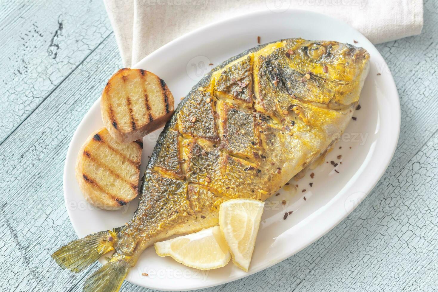 Fried saffron sea bream photo