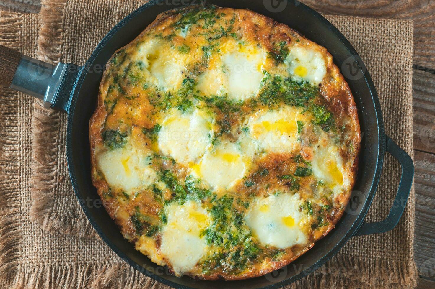 Frittata with ground meat and mozzarella photo