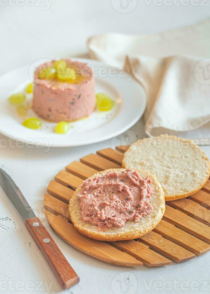Slice of bread with pate photo