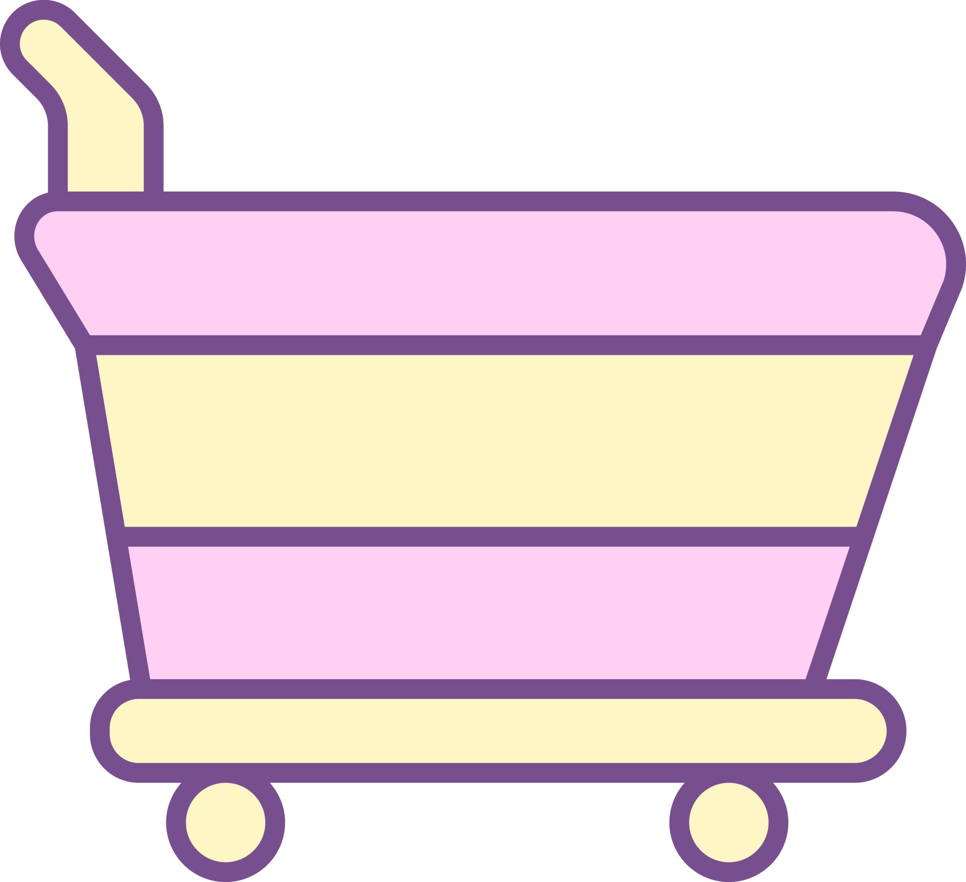 Shopping Cart Icon In Purple And Yellow Color. 24217448 Vector Art at