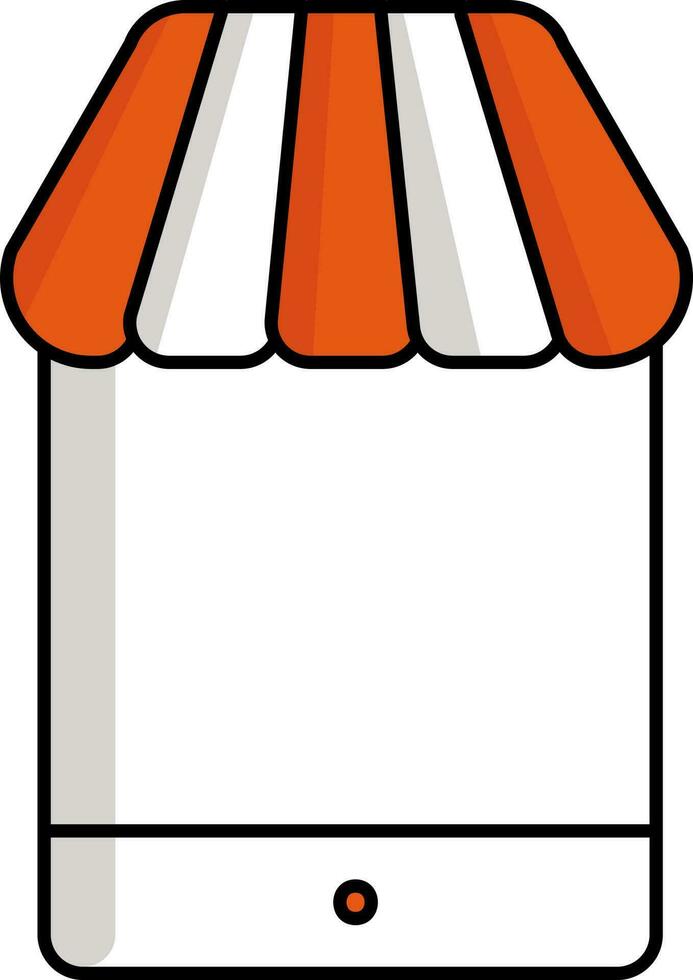 Online Shopping From Smartphone Orange And White Icon. vector