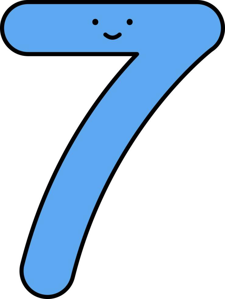 Seven Smiley Cartoon Number Icon In Blue Color vector