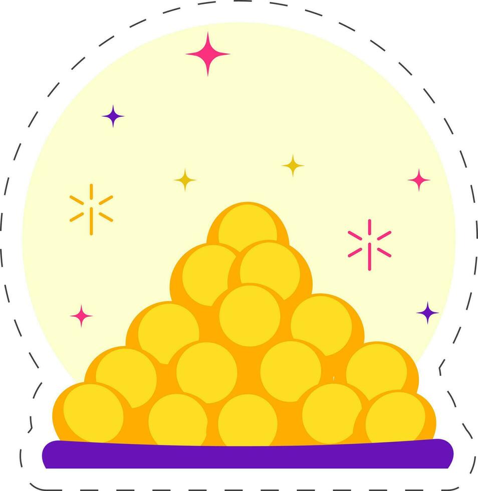 Happy Diwali Concept With Indian Sweet Plate On Yellow And White Background. vector