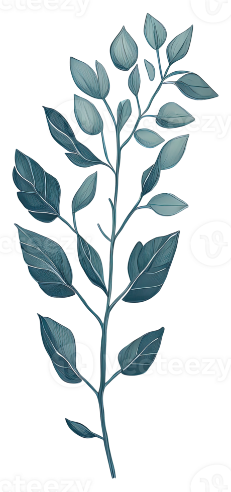 Watercolor green leave. png