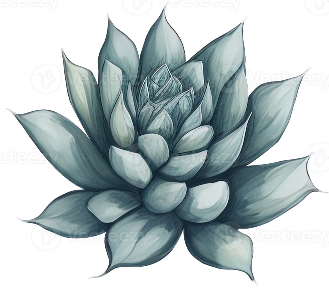 Watercolor Succulent illustration. png