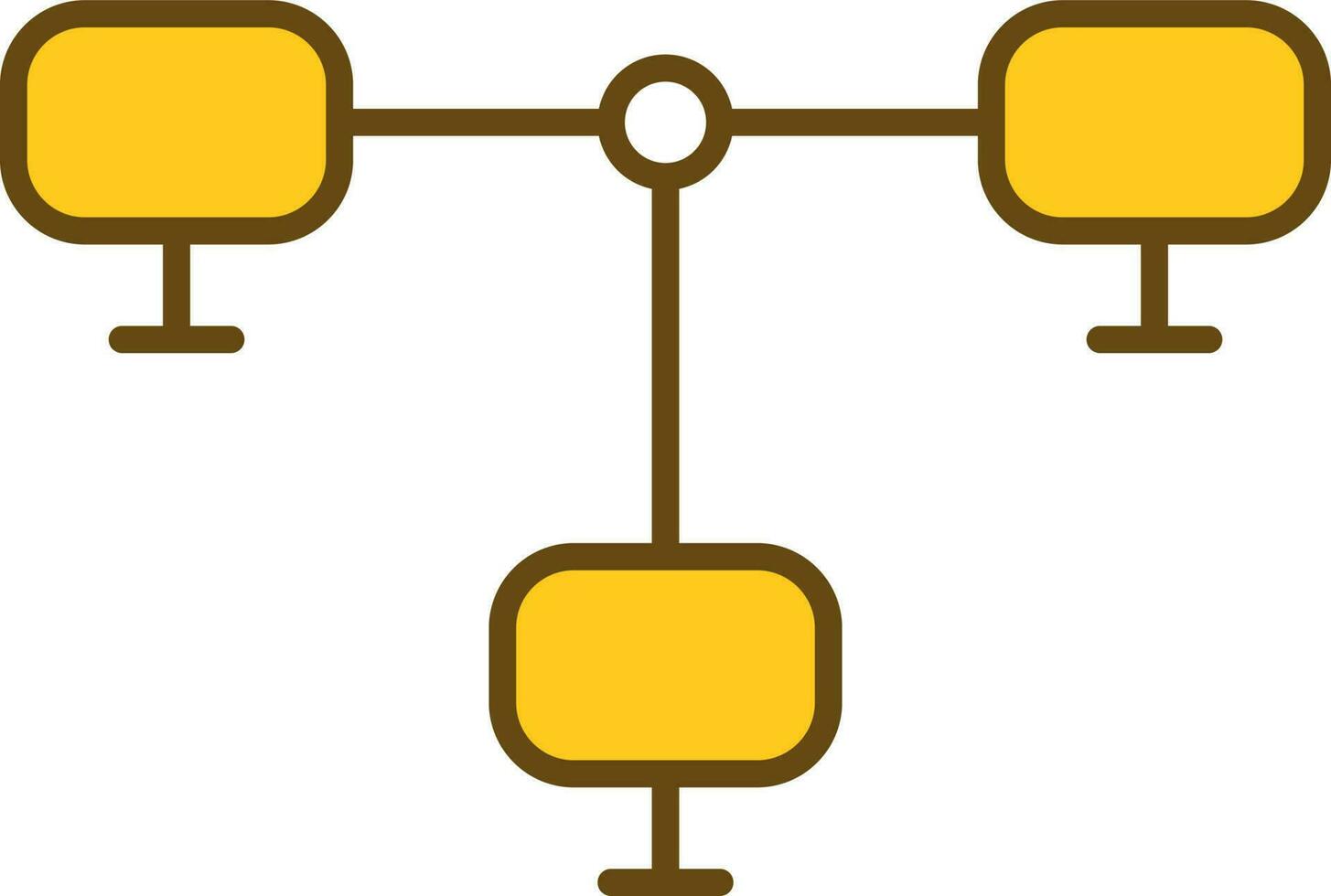 Computer Connection Or Networking Icon In Yellow And Brown Color. vector