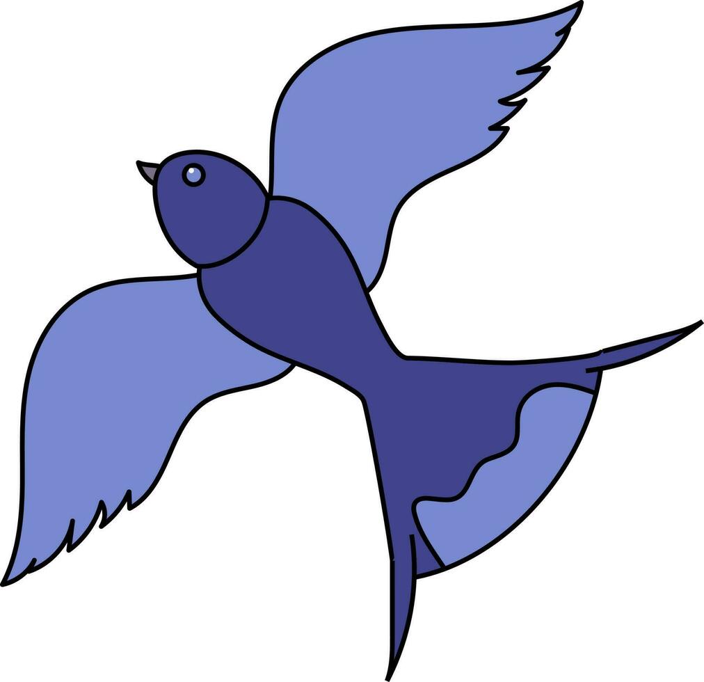 Fly Swallow Cartoon Icon In Blue Color. vector