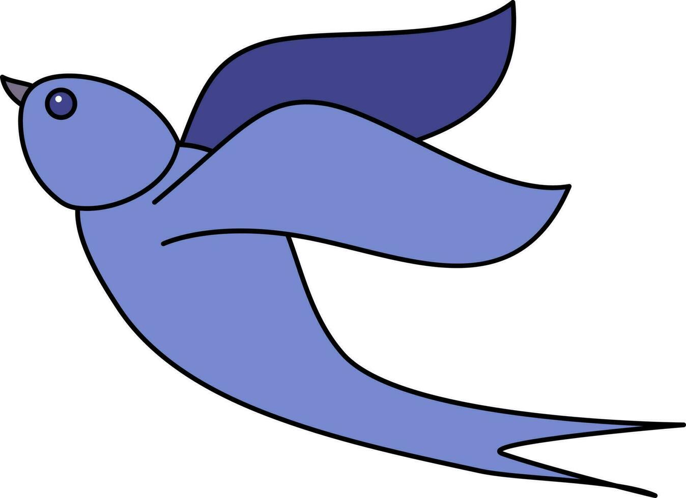 Fly Swallow Cartoon Icon In Blue Color. vector