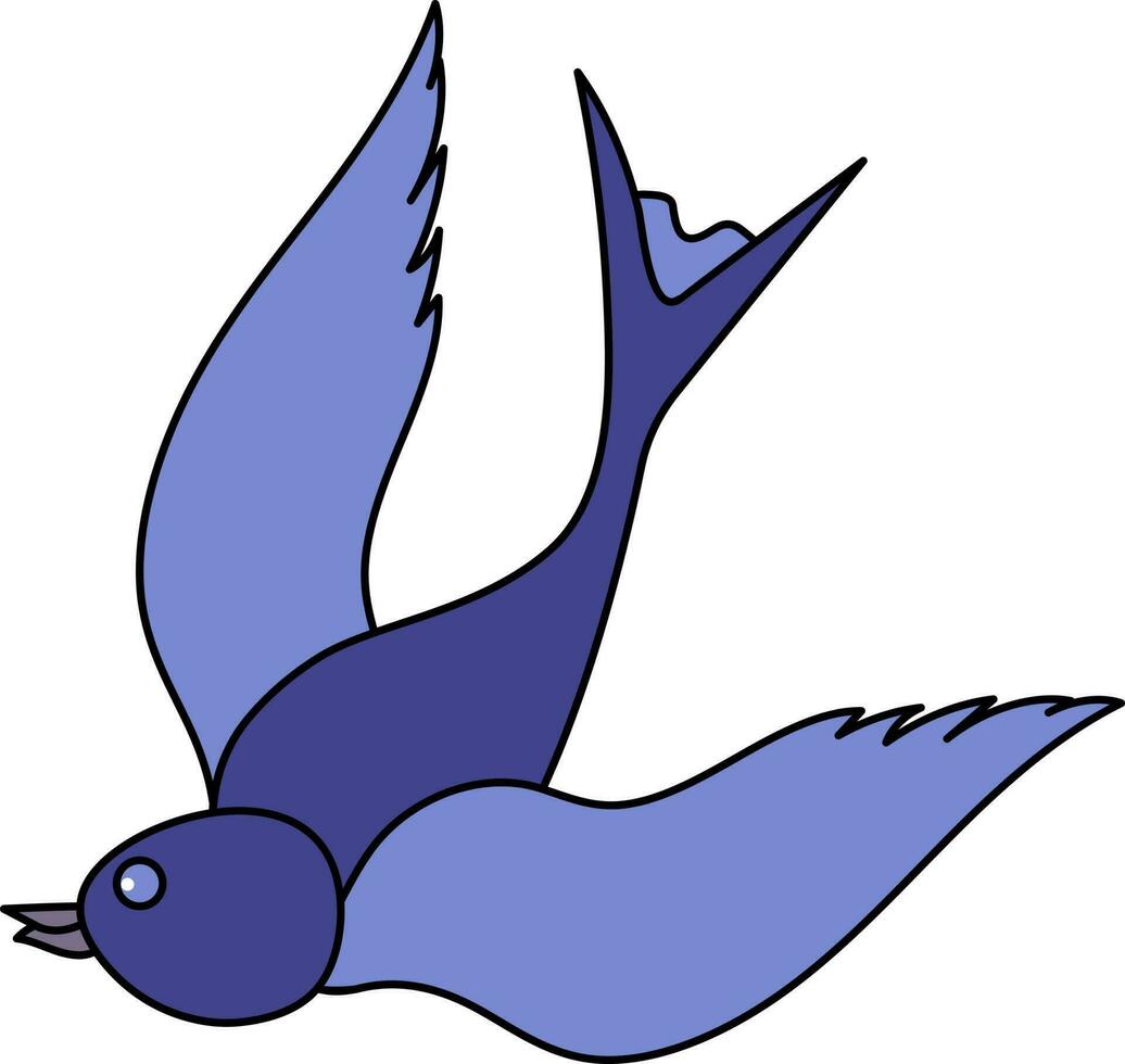 muerto o lesionado golondrina pájaro azul icono. vector