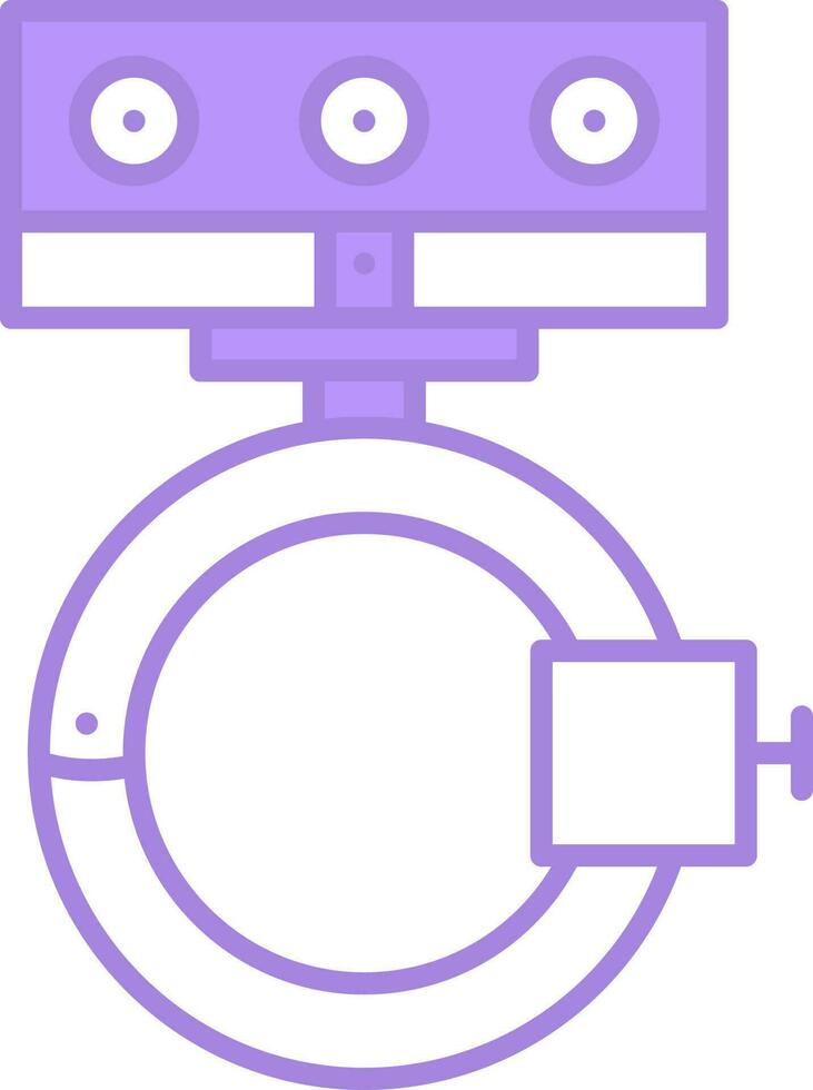 Illustration Of Bicycle Flash Light Icon in Purple And White Color. vector