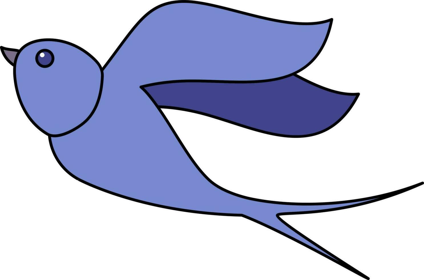 Cartoon Character Of Fly Swallow Blue Icon. vector