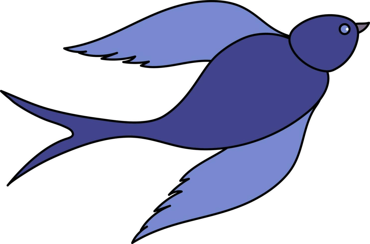 Cartoon Character Of Fly Swallow Blue Icon. vector