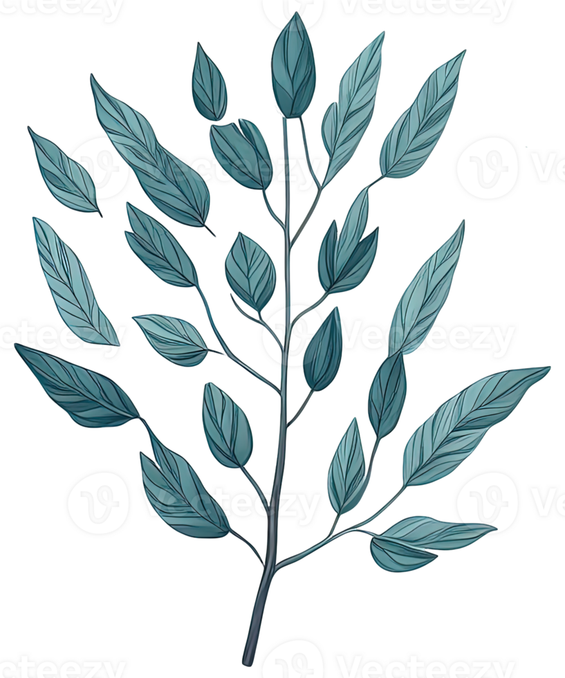 Watercolor green leave. png