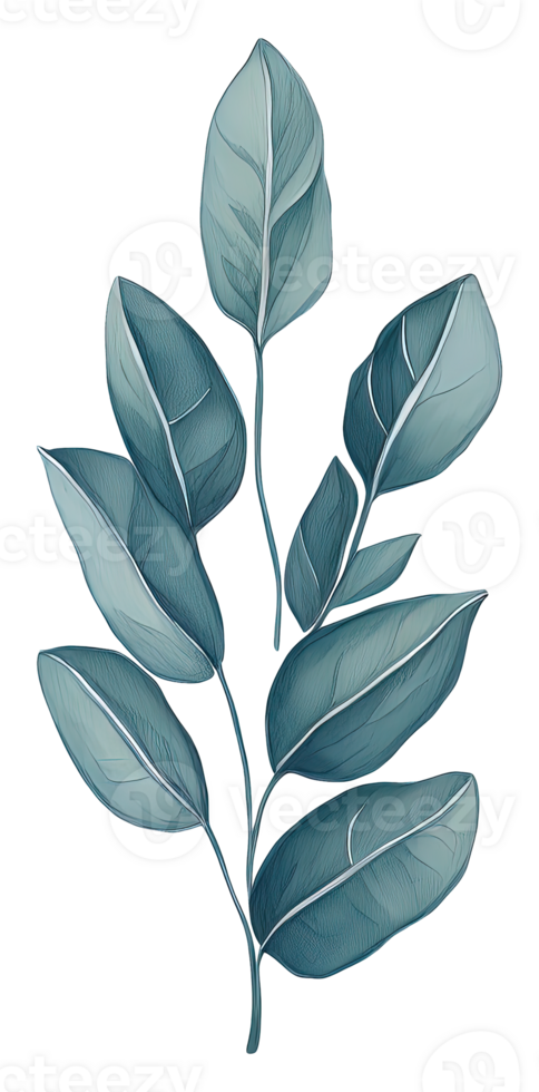 Watercolor green leave. png