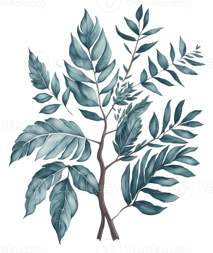 vattenfärg grön lämna. generativ ai png