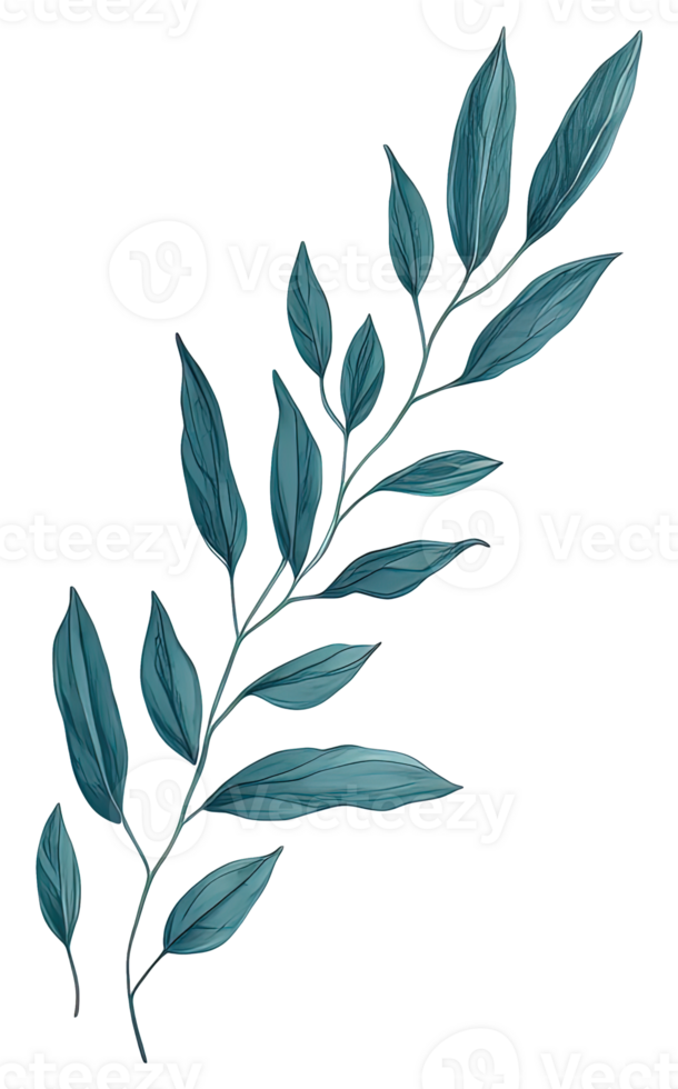 Watercolor green leave. png