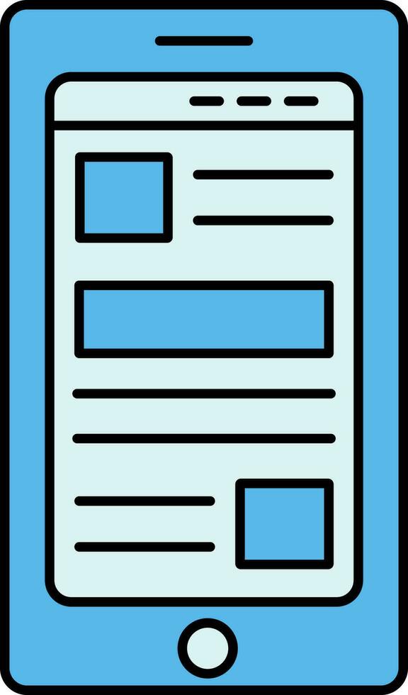 Blue Color Online Website In Smartphone Icon. vector