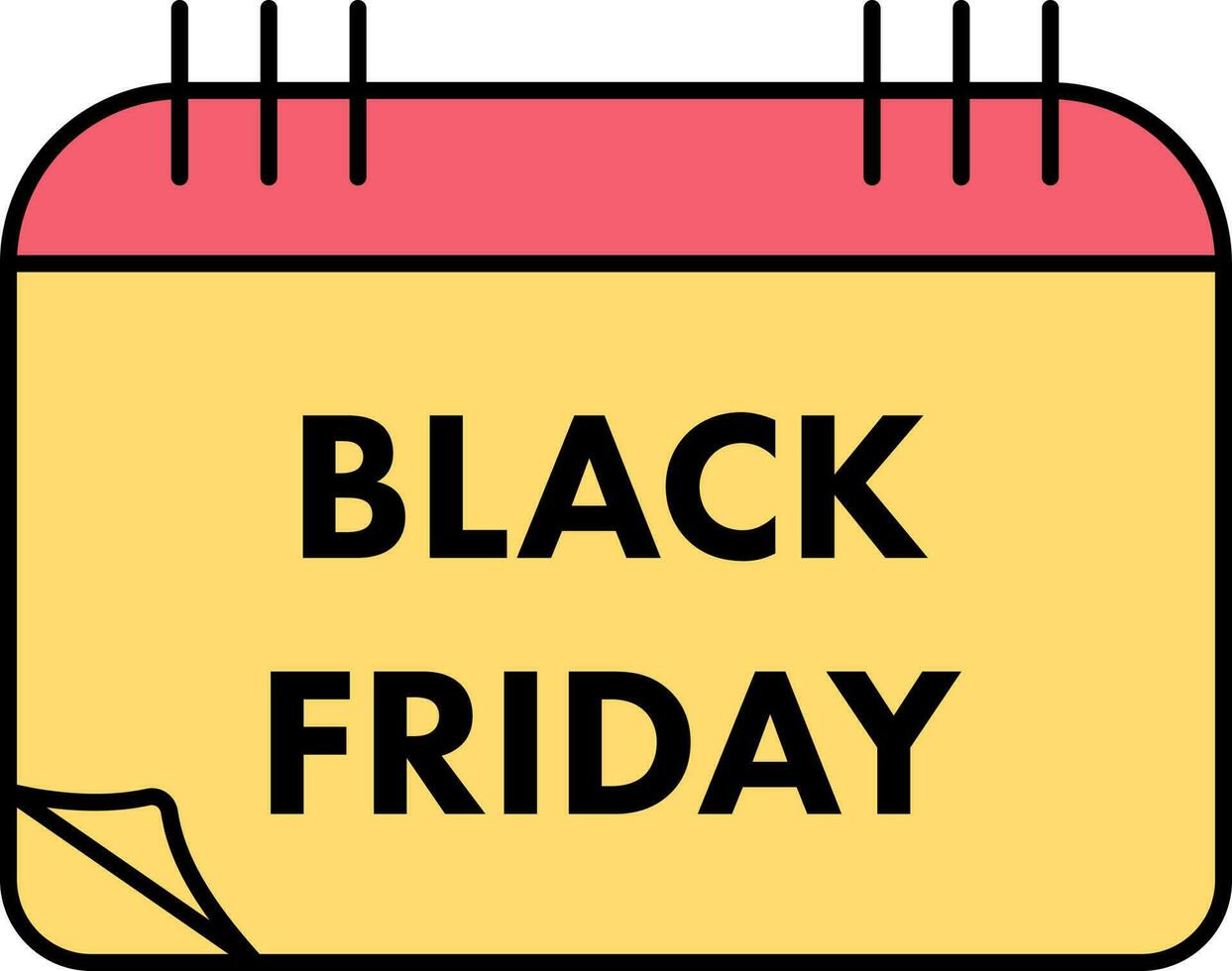 Black Friday Calendar Yellow And Red Icon. vector