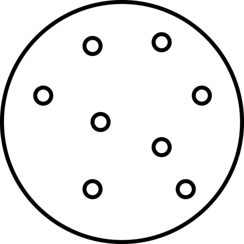 Round Cookie Icon In Black Line Art. vector