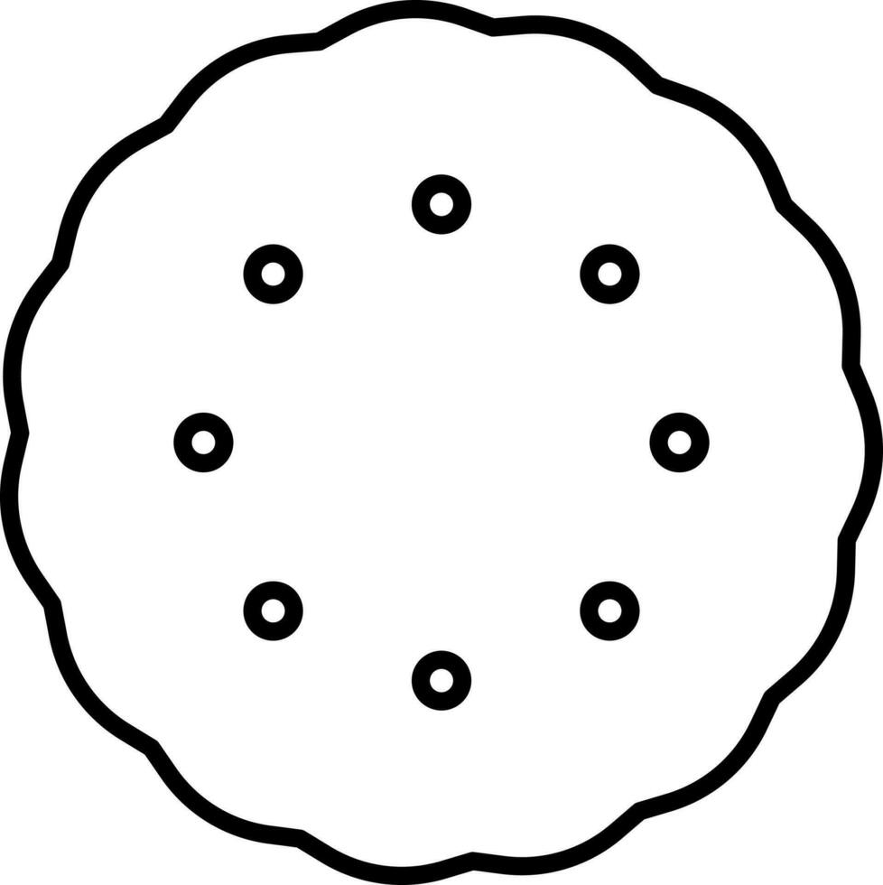 Flat Style Round Cookie Icon In Black Line Art. vector