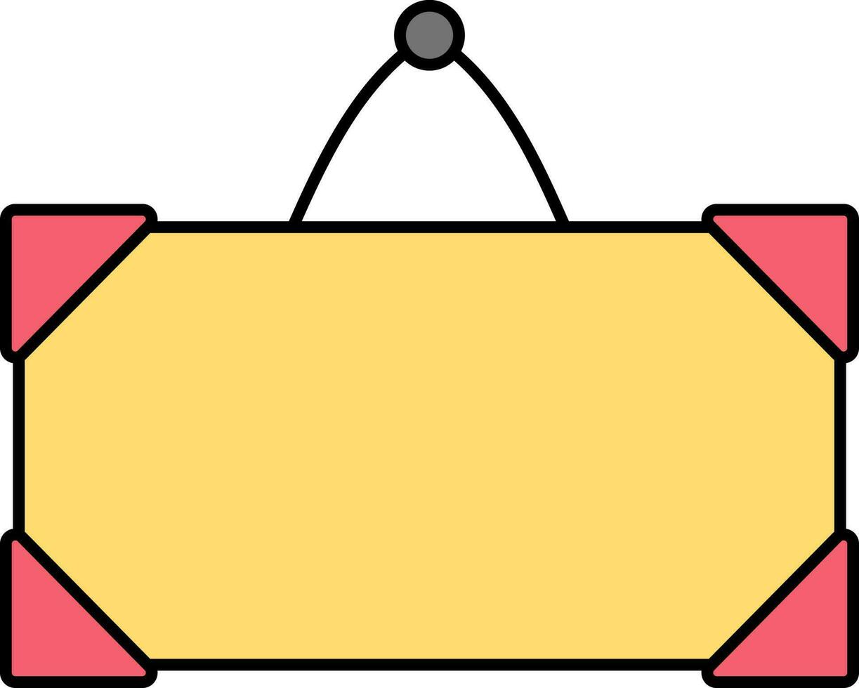 Hanging Blank Board Yellow And Red Icon. vector