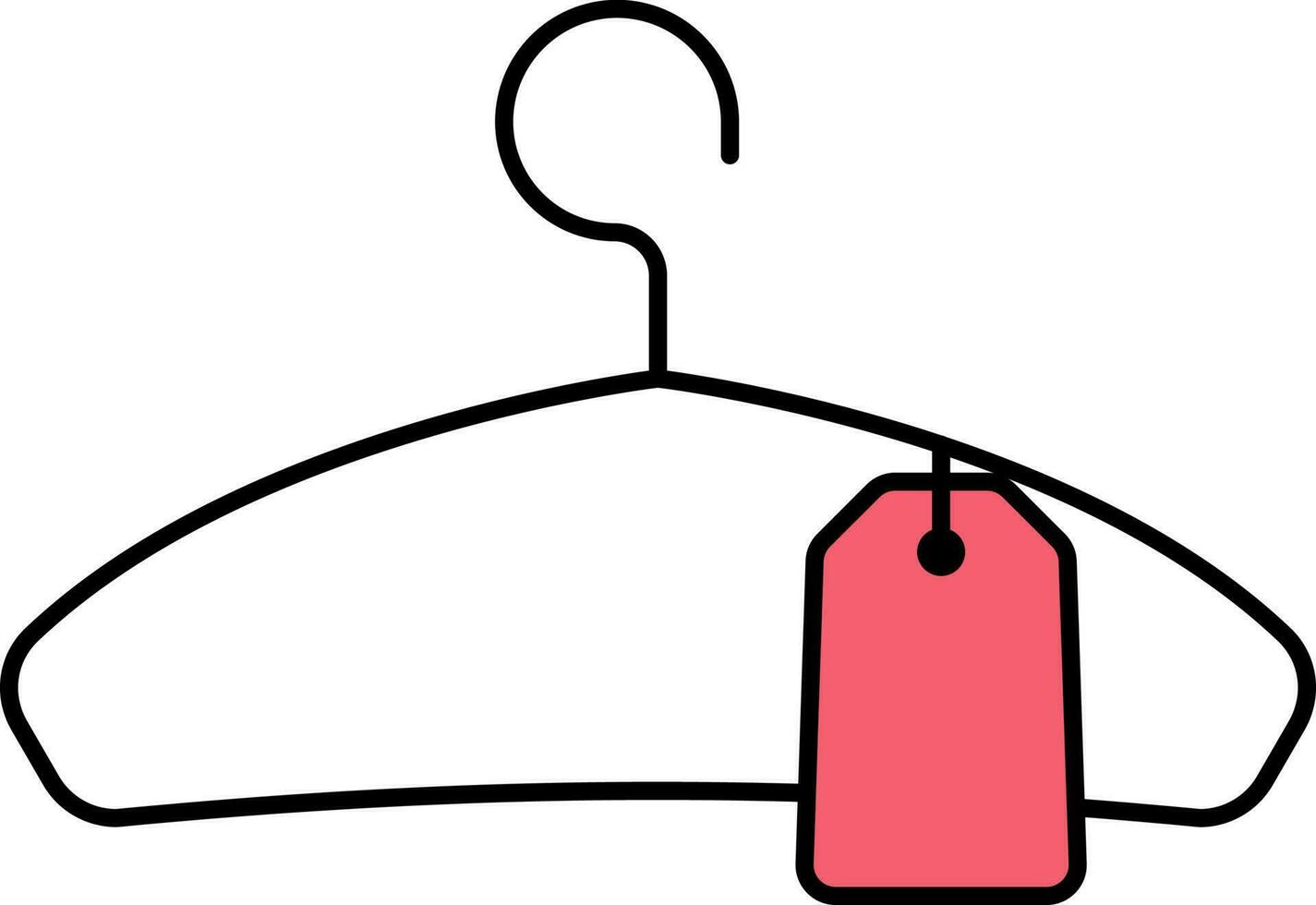 Cloth Hanger With Label Icon In Red And Black Color. vector