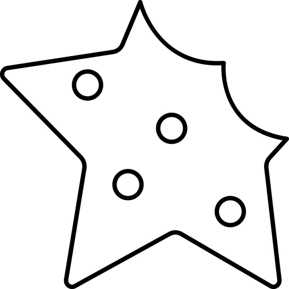 Star Shapes Cookie Icon In Black Outline. vector