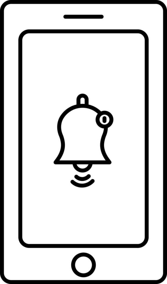 Flat Style Notification Bell In Smartphone Icon. vector