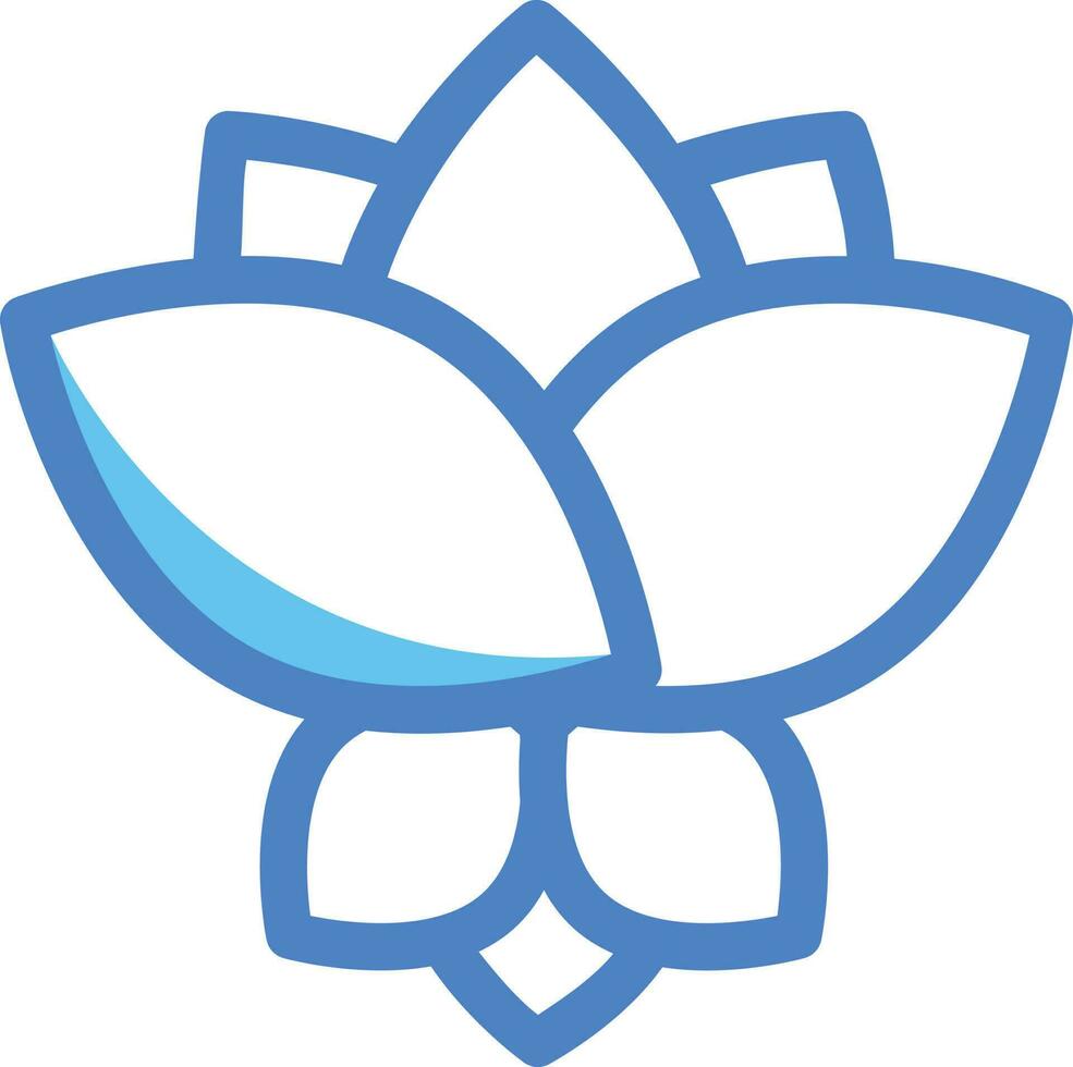 Flat Style Of Lotus Icon Or Symbol In Blue Line Art. vector