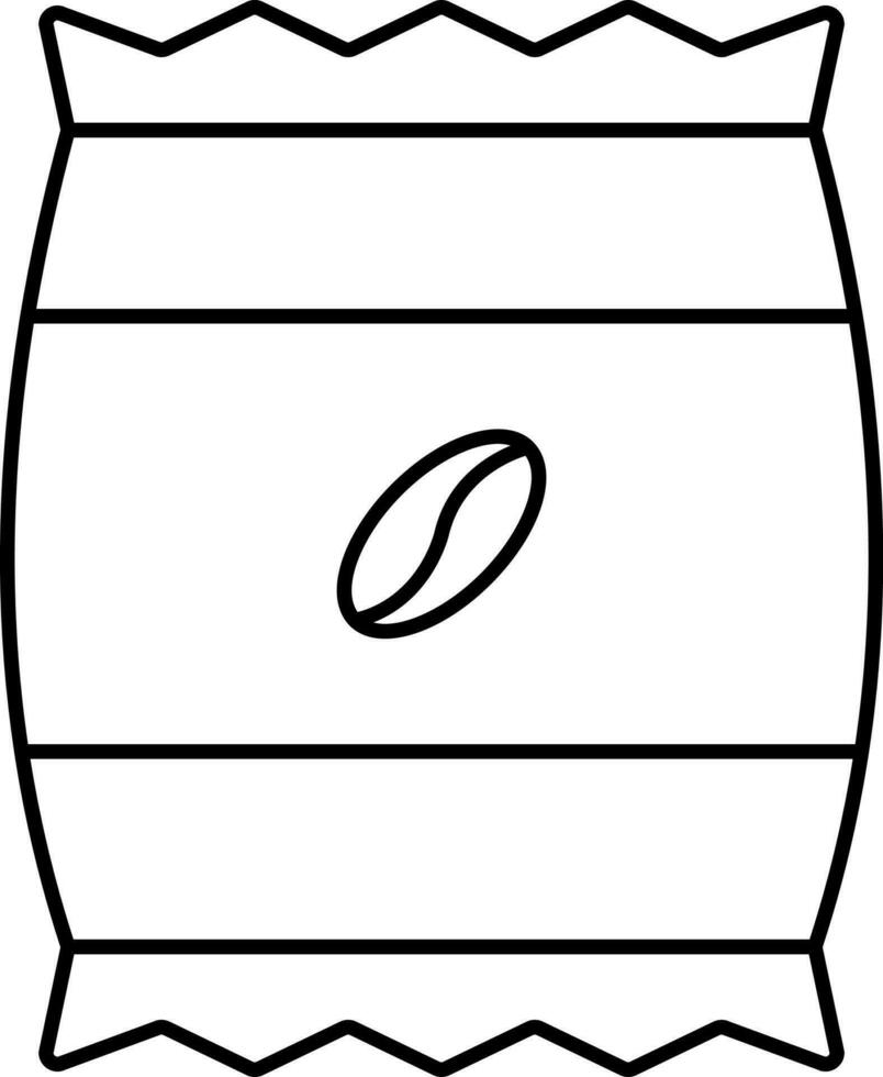 Coffee Bean Packet Icon in Thin Line Art. vector