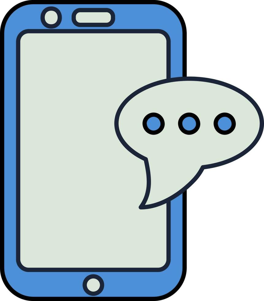 Blue And Gray Color Smartphone With Chat Icon. vector