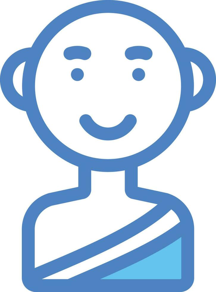 Monk Character Icon In Blue Stroke Style. vector