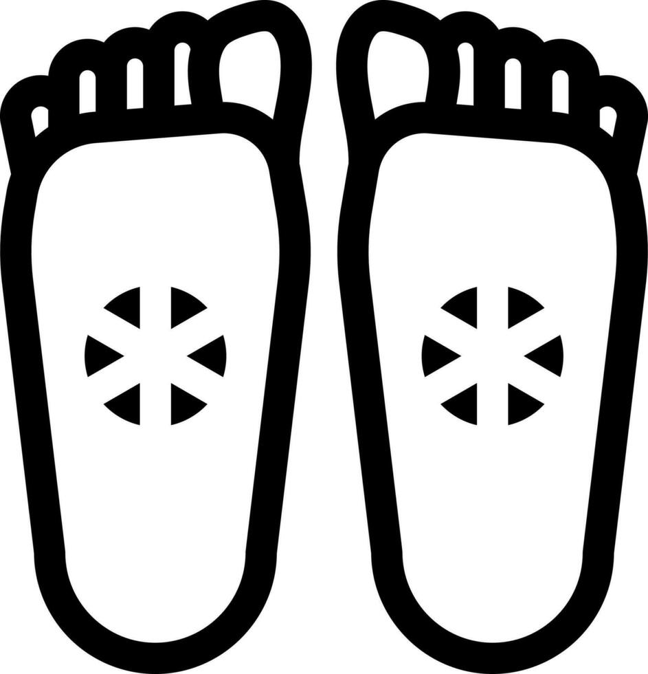 Footprints of Buddha Or Buddhapada Icon In Black And White Color. vector