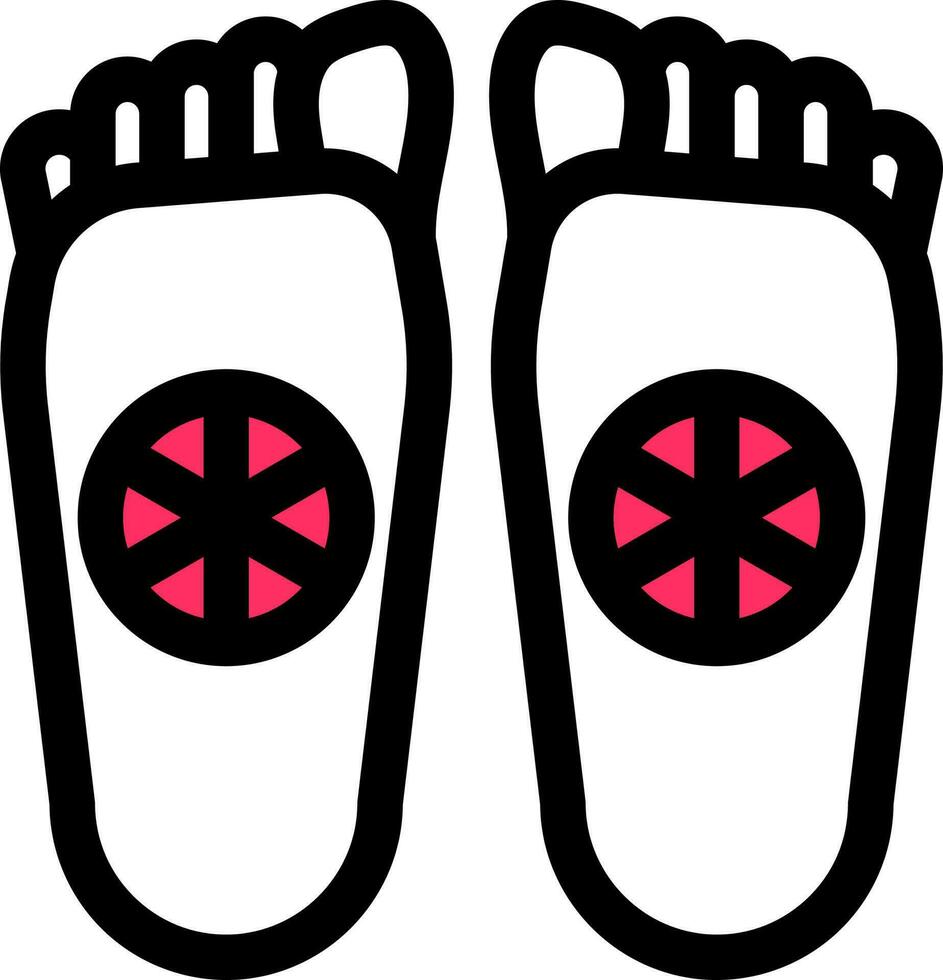 Footprints of Buddha Or Buddhapada Icon In White And Pink Color. vector