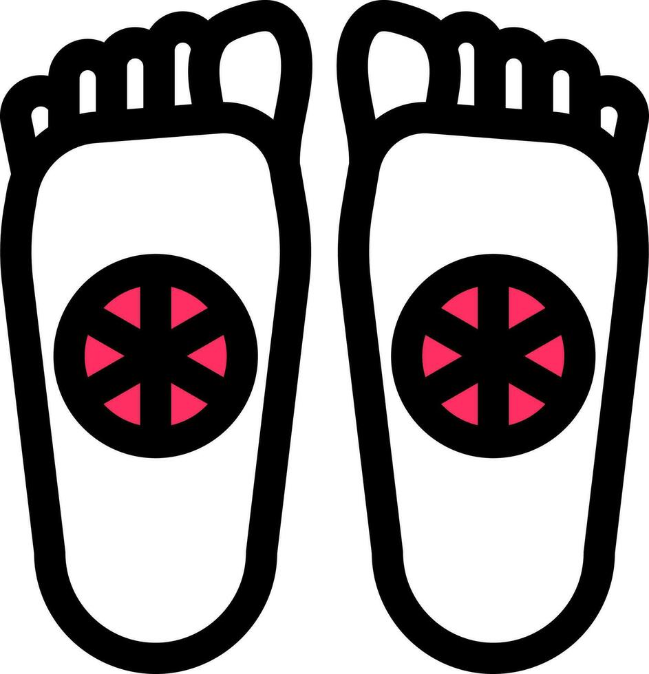 Footprints of Buddha Or Buddhapada Icon In White And Pink Color. vector