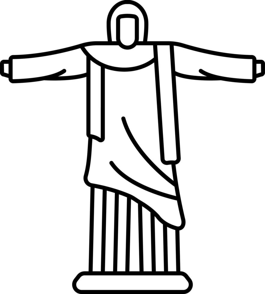 Flat Style Christ The Redeemer Line Art Icon. vector