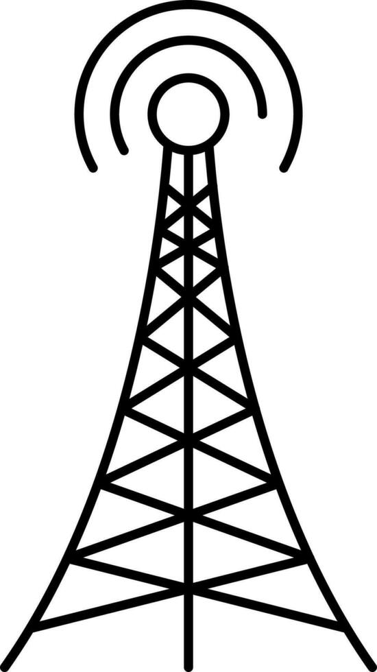 Signal Tower Icon In Black Line Art. vector