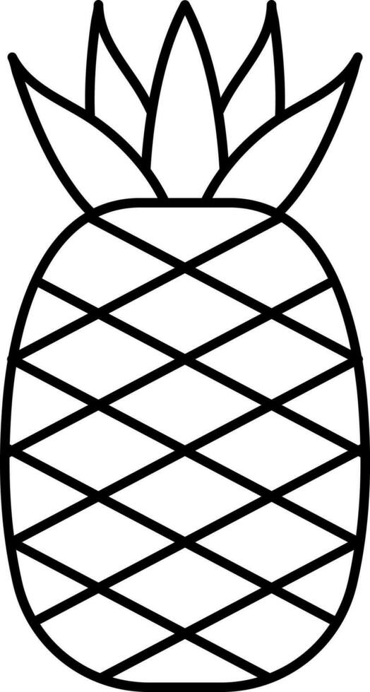 Black Line Art Illustration of Pineapple icon. vector