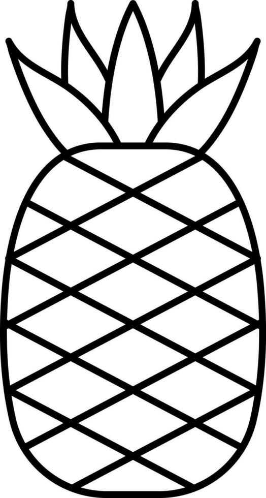 Black Line Art Illustration of Pineapple icon. vector