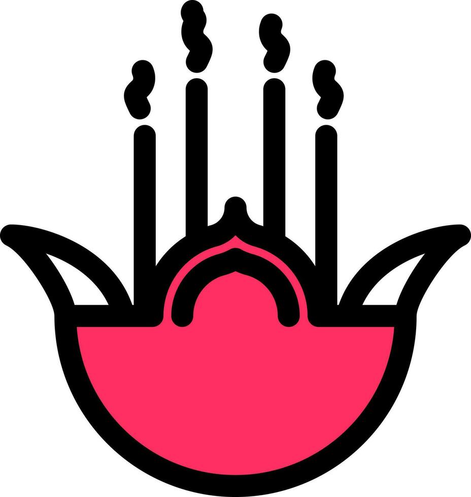 Incense Holder Icon Or Symbol In Pink And White Color. vector