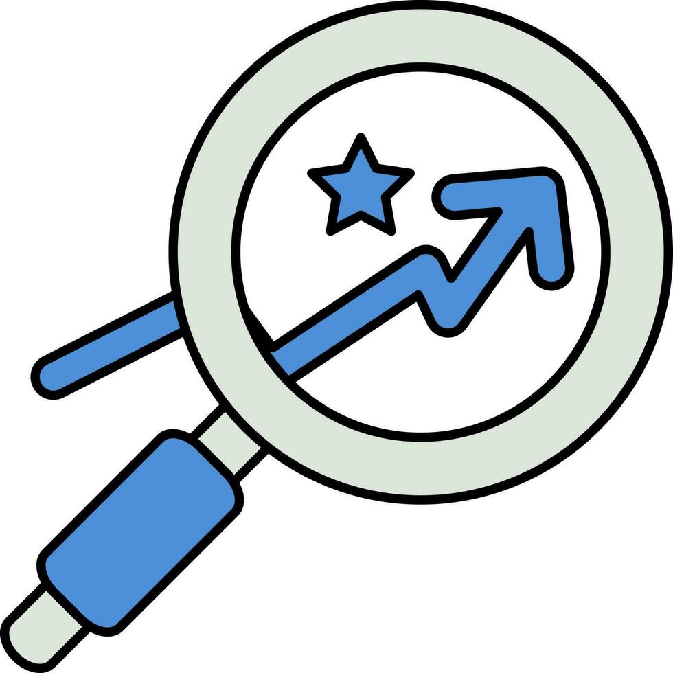 Up Arrow Search Icon In Blue And Gray Color. vector
