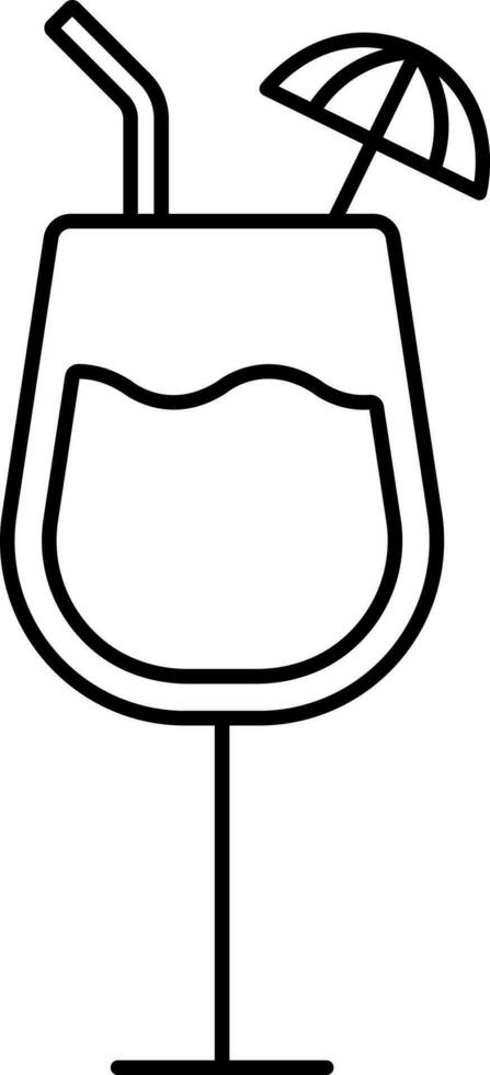 Black Line Art Illustration of Cocktail Drink Icon. vector