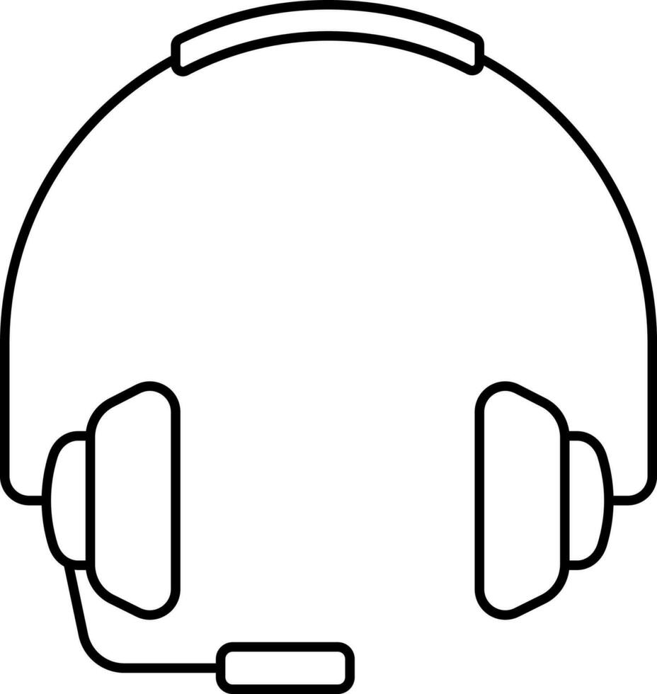 Headphone Mic Icon in Black Line Art. vector