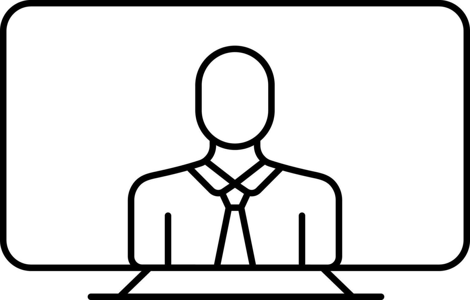 Line Art Illustration of Man in Desktop Screen Icon. vector