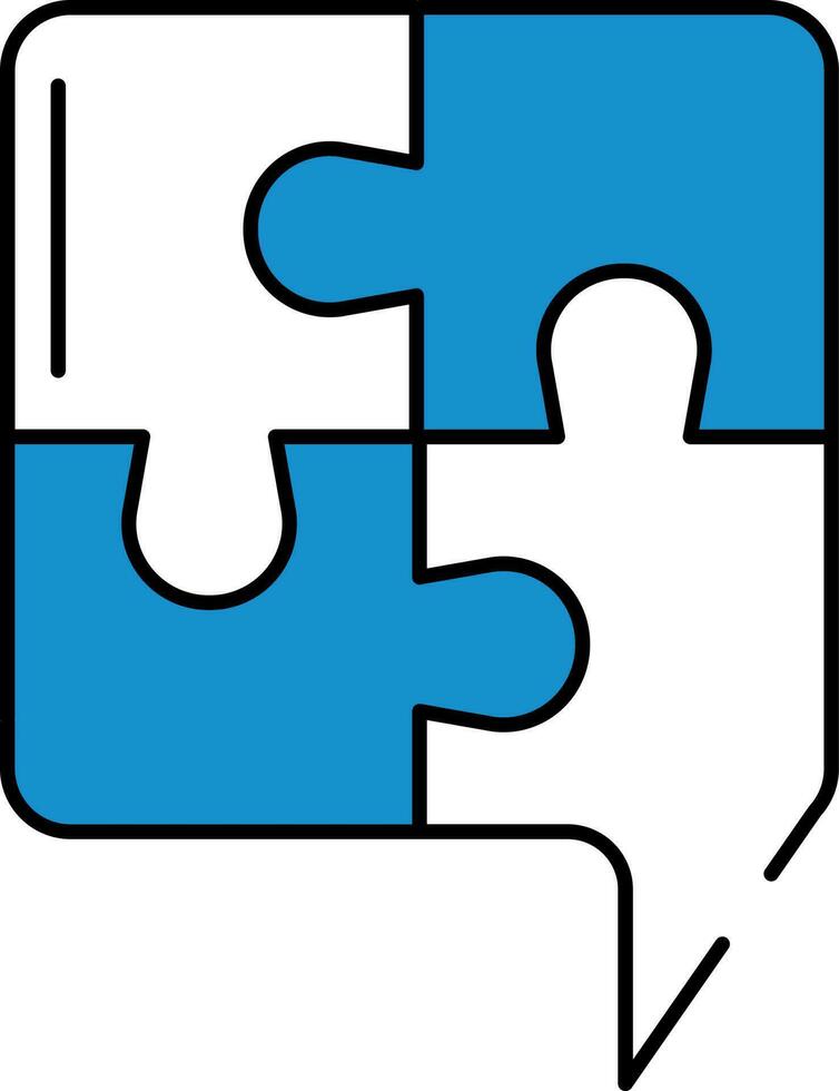 Jigsaw Puzzle Icon In Blue And White Color. vector