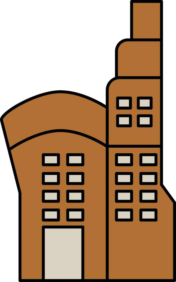 Apartment Building Icon In Brown Color. vector