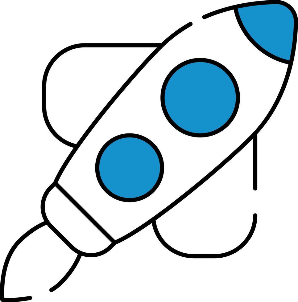 aislado cohete icono en azul y blanco color. vector