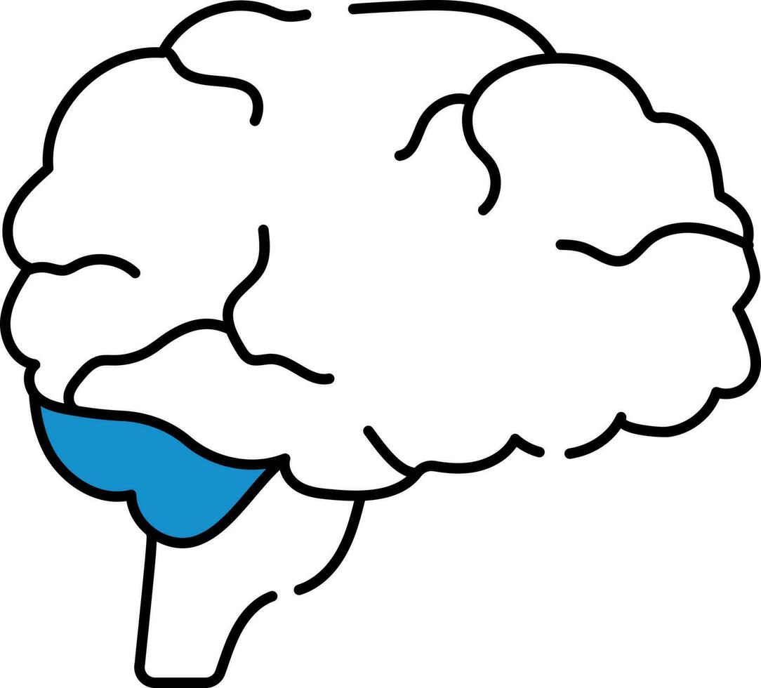 Brain Icon In Blue And White Color. vector