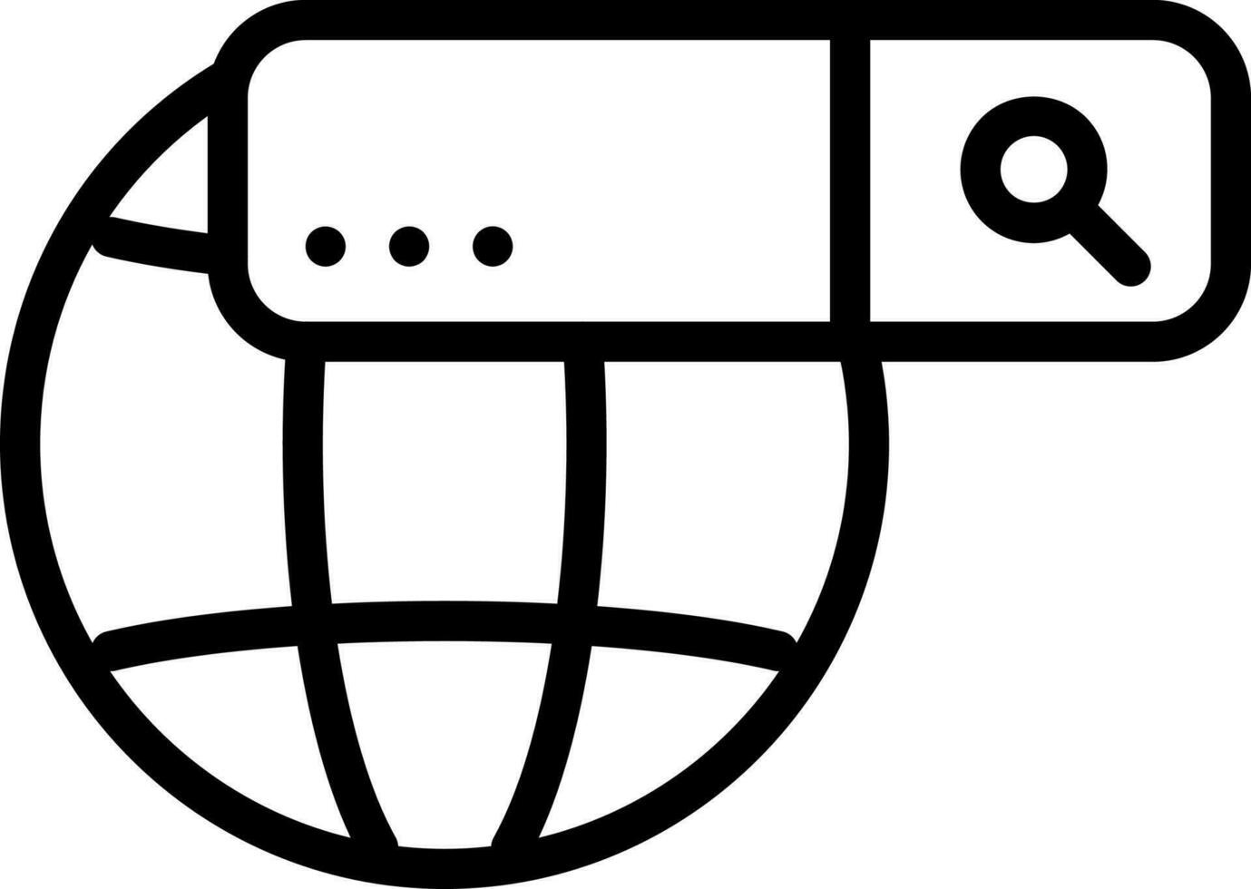 Global Search Or URL Icon In Black Line Art. vector