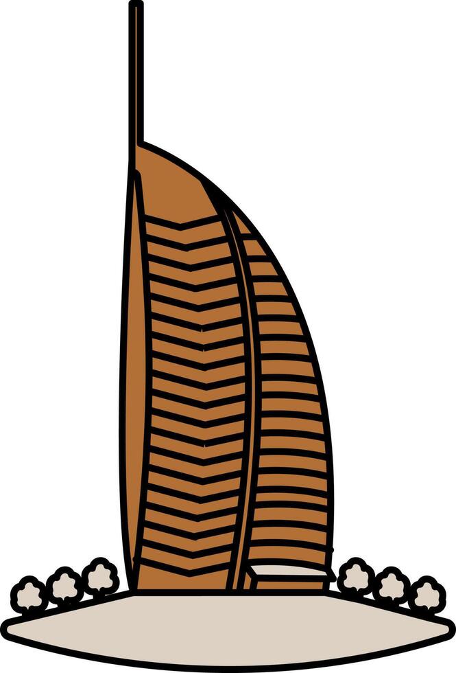 Burj Al Arab Icon In Brown Color. vector